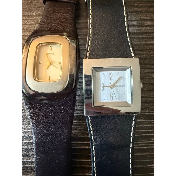DKNY Gold and Silver Leather Watch Bundle - Picture 1 of 8
